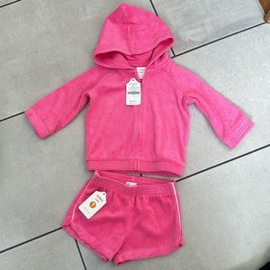 NWT Gymboree Terry Pink Jacket and Shorts 3-6m